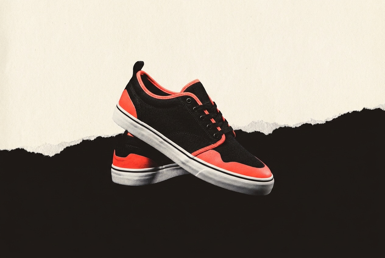 Close editorial view of a KICK RIOT sneaker